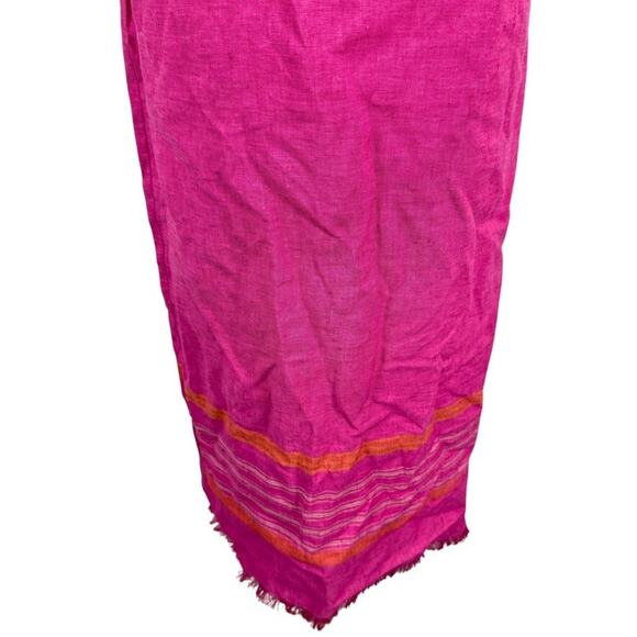 Liz Claiborne Sport 100% Linen Pink Sleeveless Maxi Dress Fringe Trim NWT sz 8 - Picture 5 of 16
